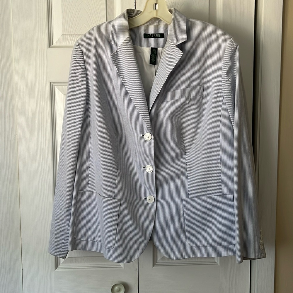 Ralph Lauren blue/white stripe blazer 14W